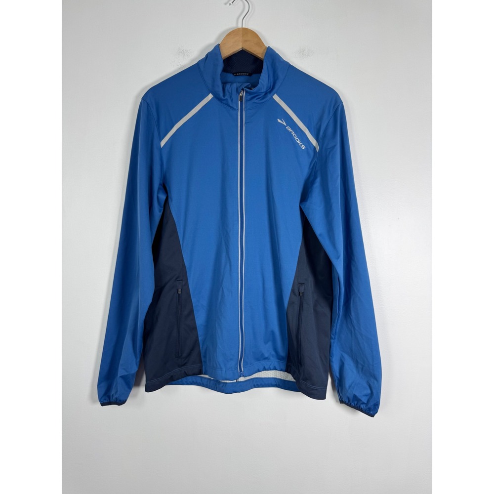 Activewear Brooks Mens Medium Running Jacket Blue Shelter Technology Reflective